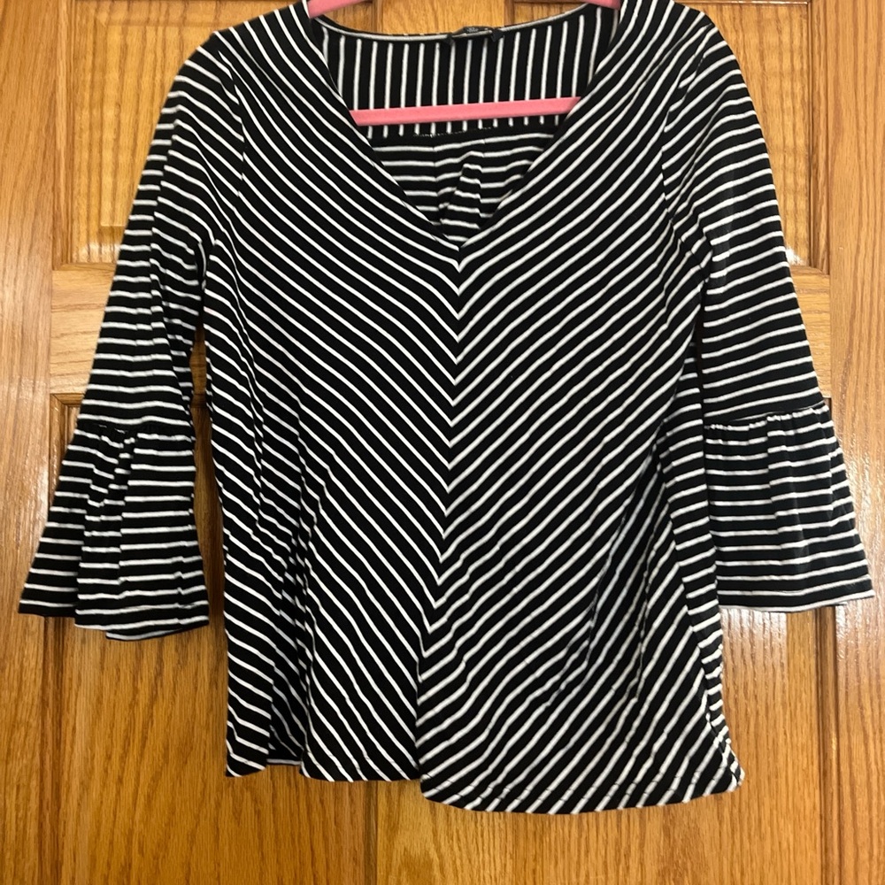 Black and White Striped Women's Top